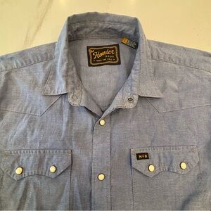 Howler Brothers Crosscut snapshirt Chambray Western Button-Down Shirt size L